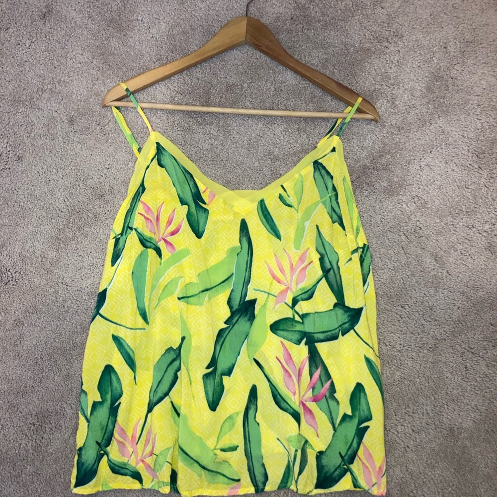 Tropical Floral Yellow and Green Women's Tank Top